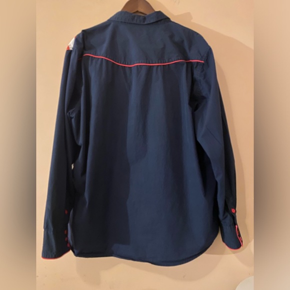 Coofandy American Patriotic Western Long Sleeve Button Down Shirt Men's XXL Navy - Picture 3 of 10